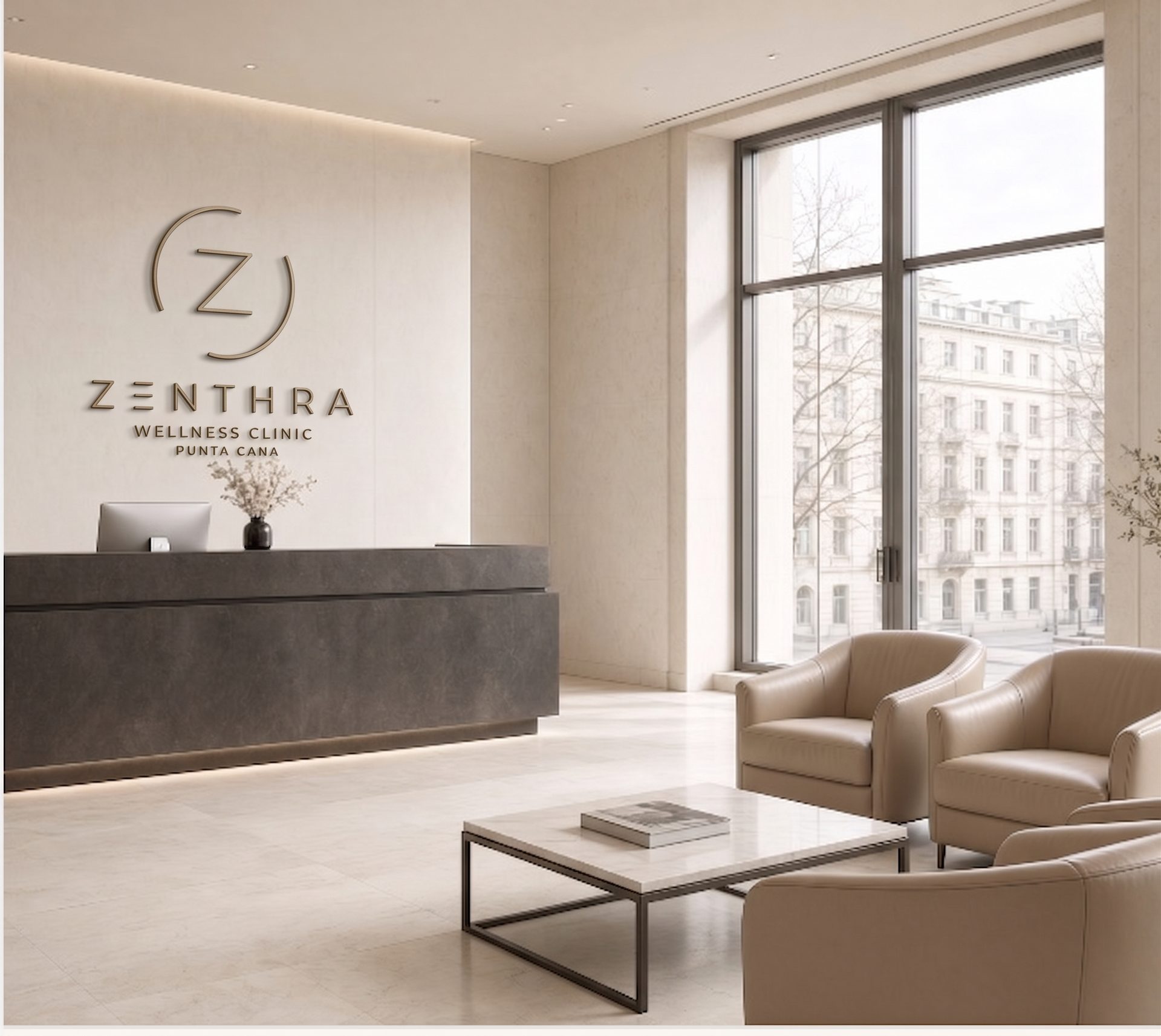 Recepción de Zenthra Wellness Clinic, Punta Cana
